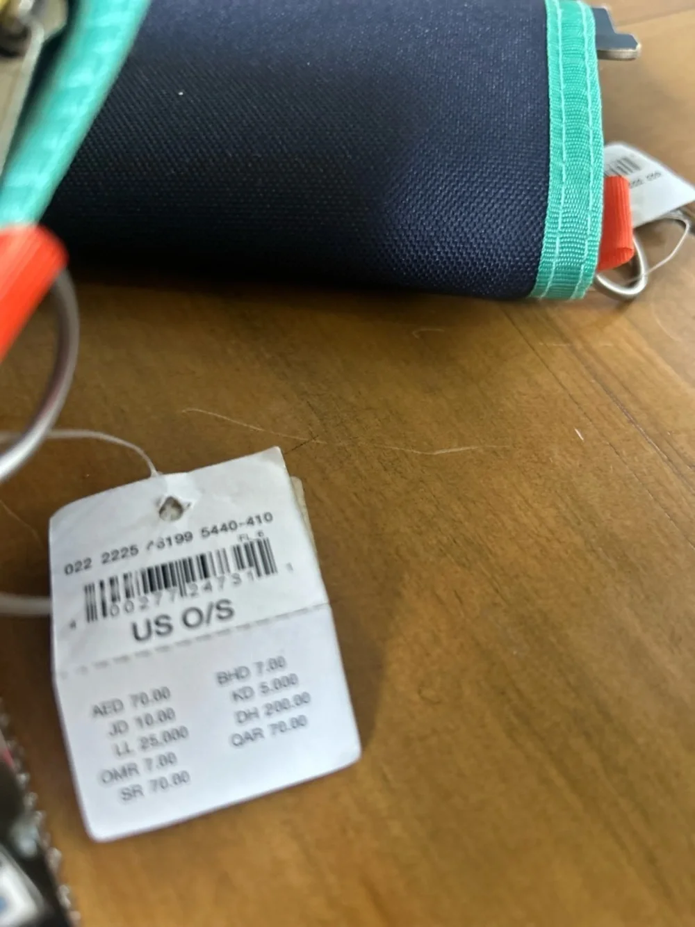 NWT AEO Navy Trifold Wallet with Mint Trim